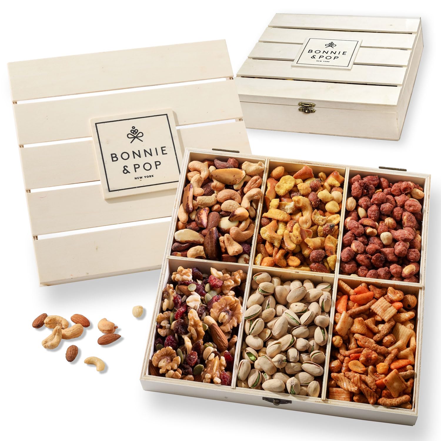 Gourmet Nut Gift Basket Wooden Crate - Healthy & Delicious