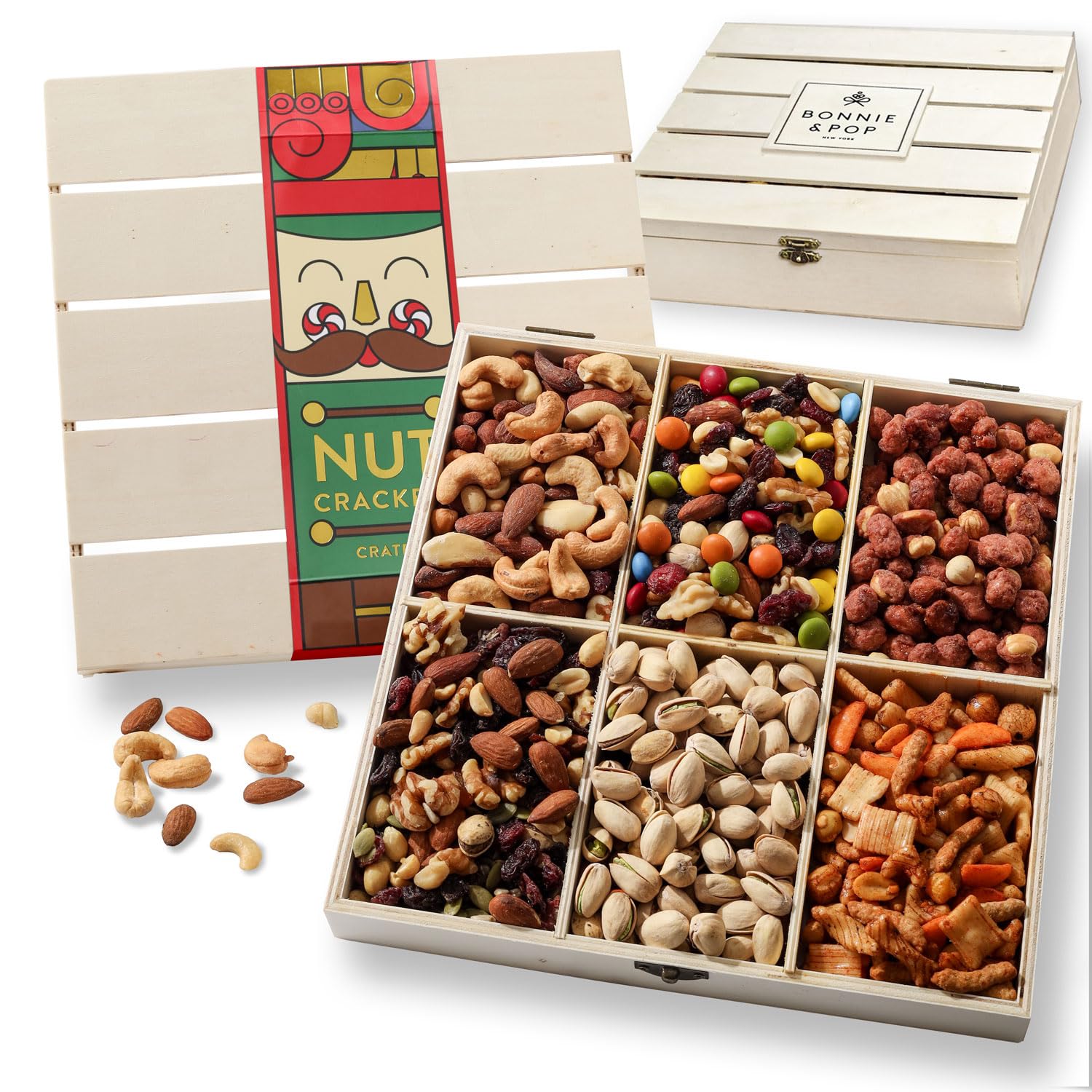 Gourmet Nut Gift Basket Wooden Crate - Healthy & Delicious