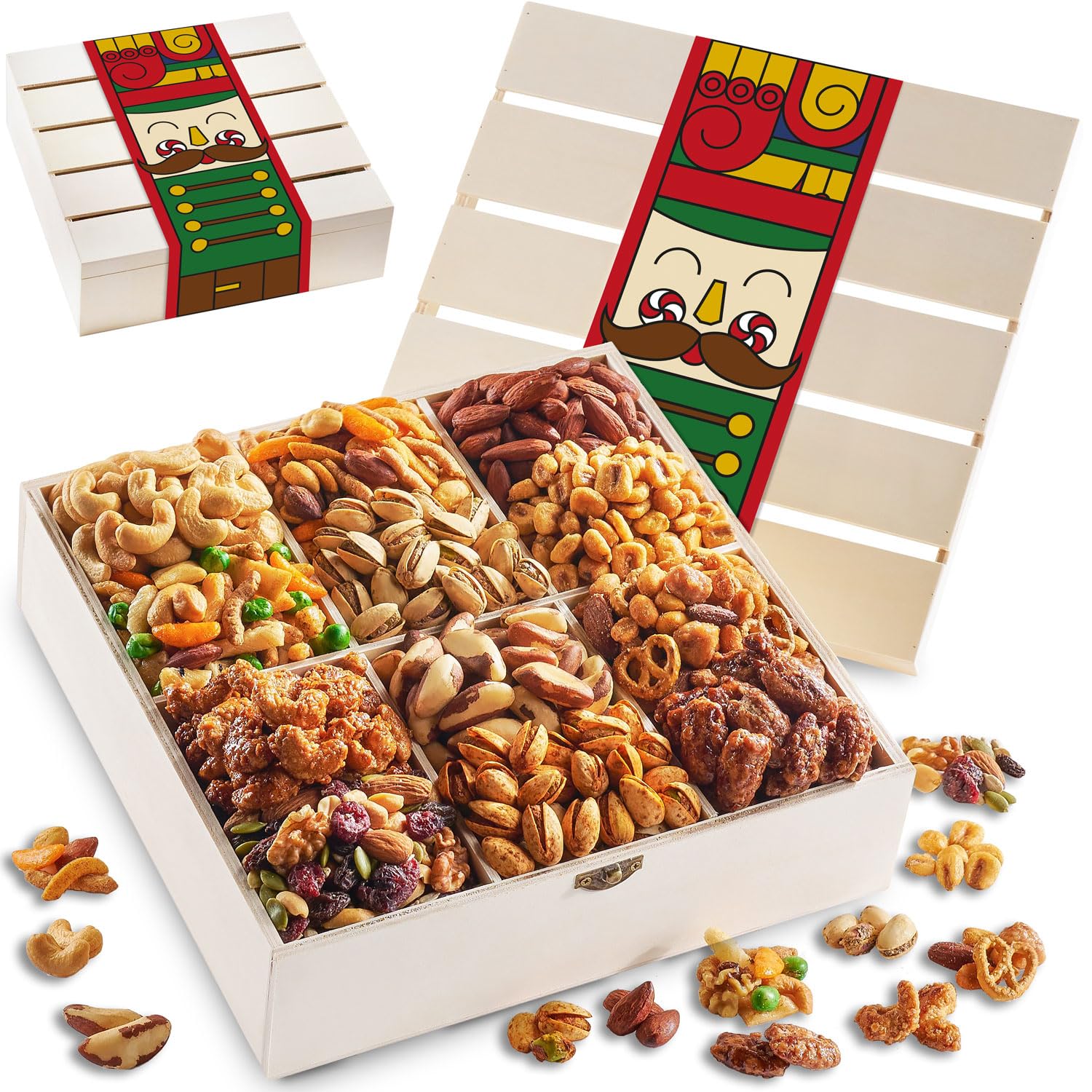 Gourmet Nut Gift Basket Wooden Crate - Healthy & Delicious