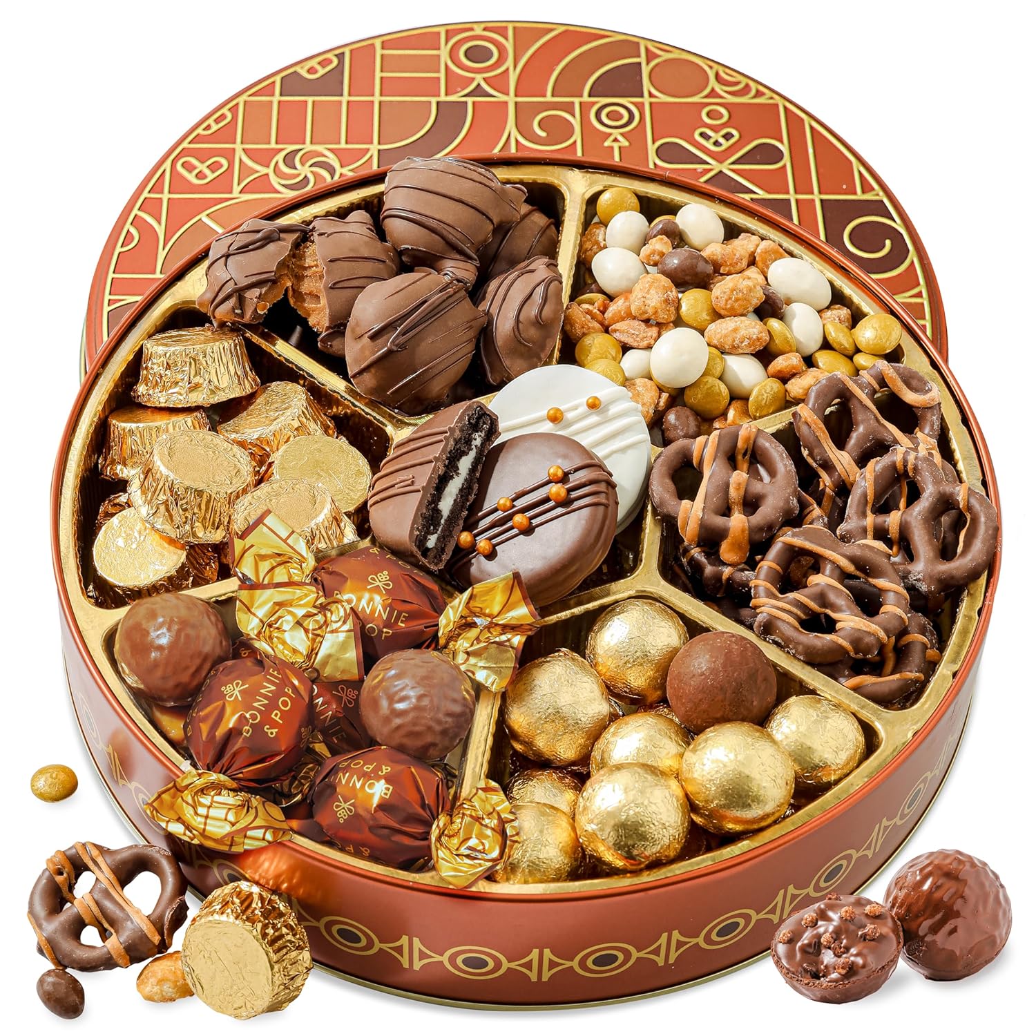 Holiday Snack Gift Tin: Assorted Belgian Truffles & Treats