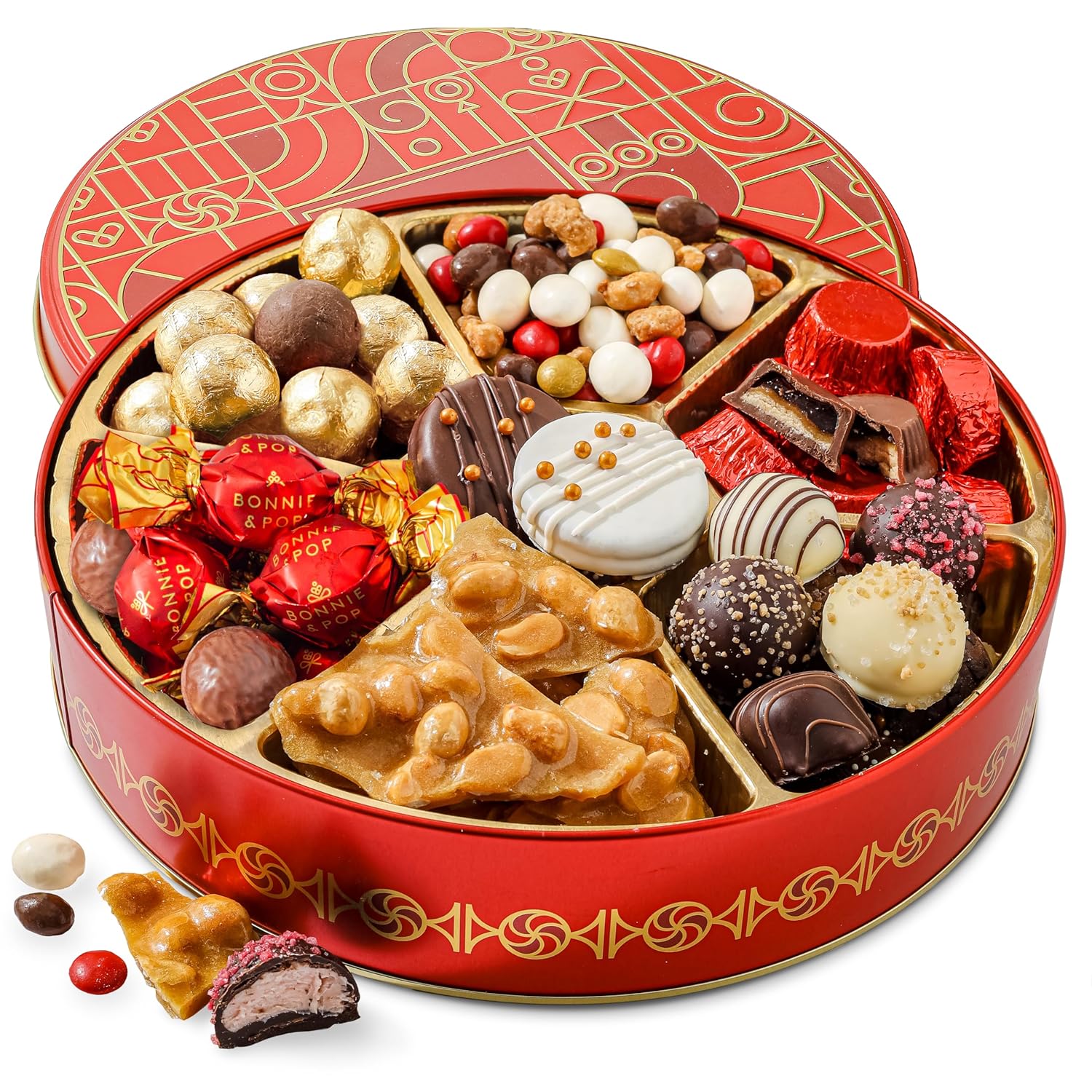 Holiday Snack Gift Tin: Assorted Belgian Truffles & Treats